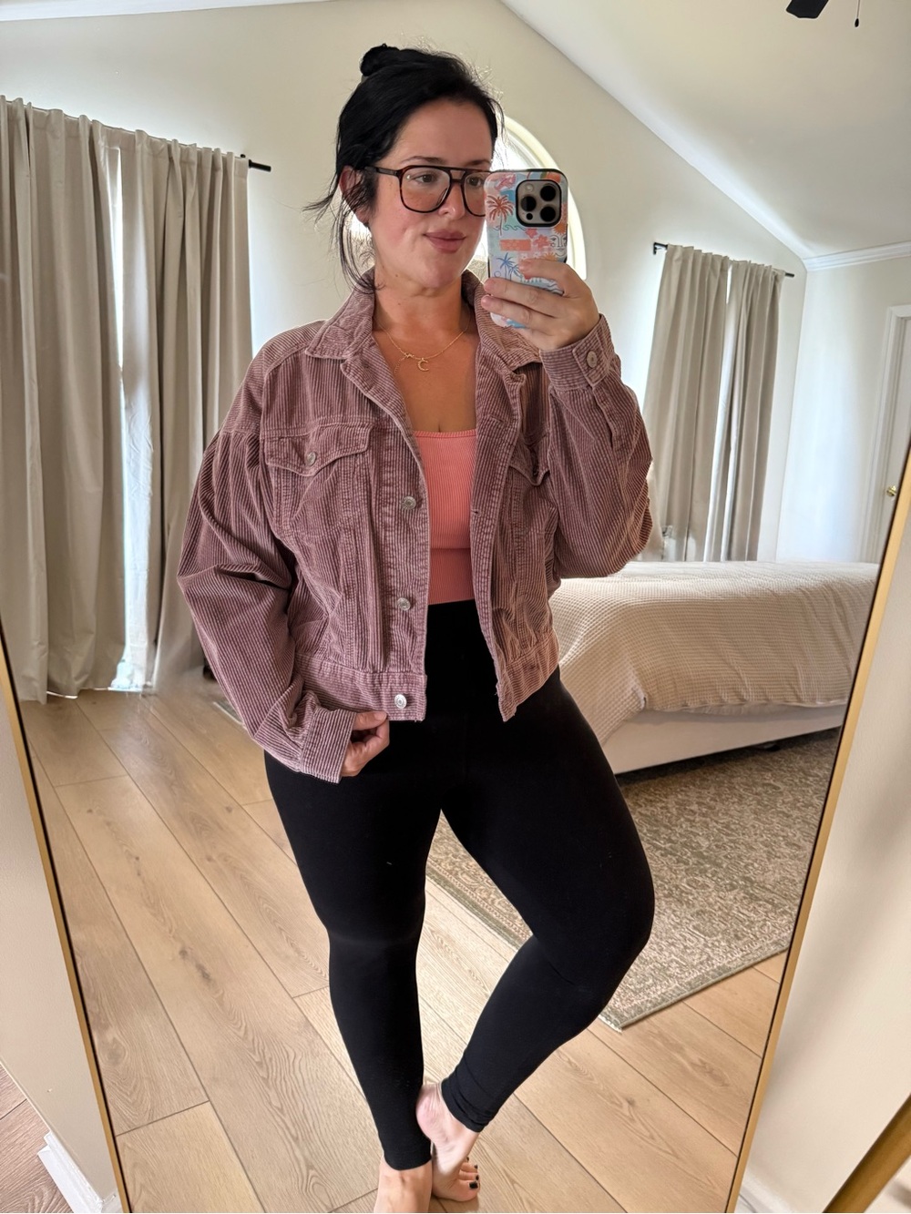 American Eagle Outfitters Dusty Rose Corduroy Crop Jacket